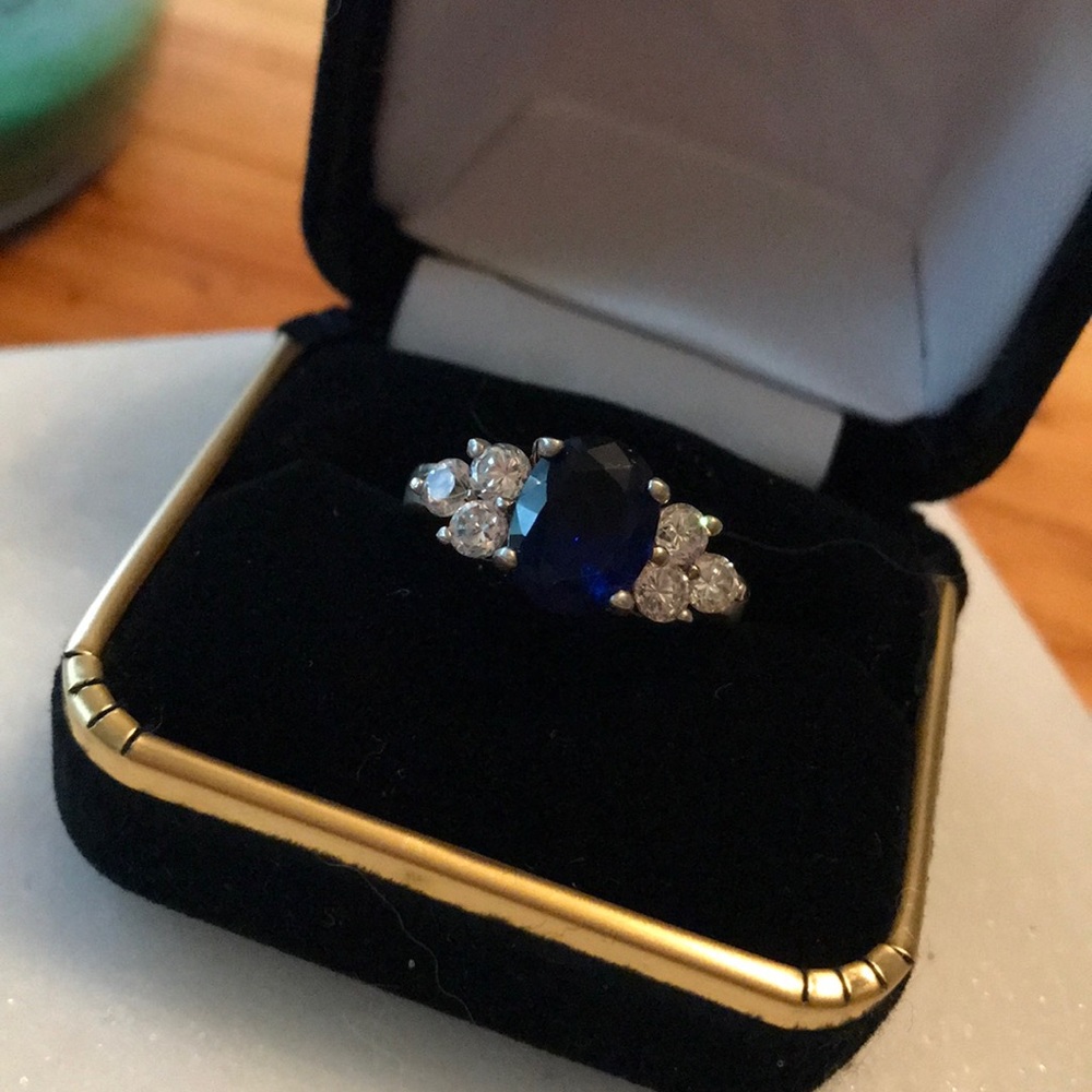 Sterling silver Sapphire and CZ ring